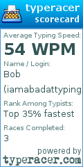 Scorecard for user iamabadattyping
