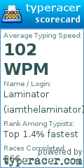 Scorecard for user iamthelaminator