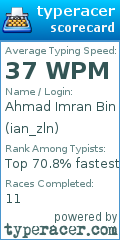 Scorecard for user ian_zln