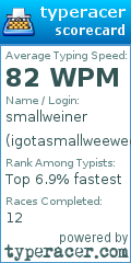 Scorecard for user igotasmallweewee