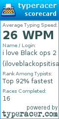 Scorecard for user iloveblackopsitisawsom