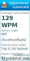 Scorecard for user ilovefossilfuels