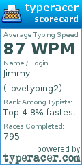 Scorecard for user ilovetyping2
