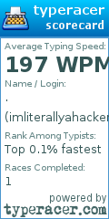 Scorecard for user imliterallyahacker