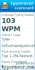 Scorecard for user inhumanejustice