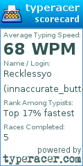 Scorecard for user innaccurate_button_masher64