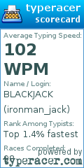 Scorecard for user ironman_jack