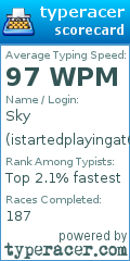 Scorecard for user istartedplayingat60wpm