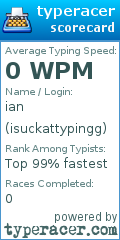 Scorecard for user isuckattypingg