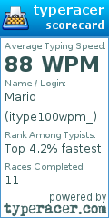 Scorecard for user itype100wpm_