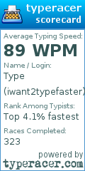 Scorecard for user iwant2typefaster