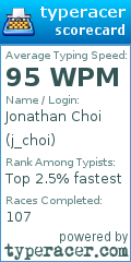 Scorecard for user j_choi