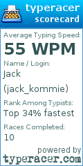 Scorecard for user jack_kommie