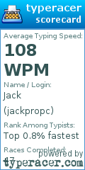 Scorecard for user jackpropc