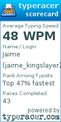 Scorecard for user jaime_kingslayer