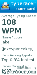 Scorecard for user jakeypancakey