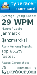 Scorecard for user janzmarckz