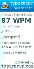 Scorecard for user jbergenti