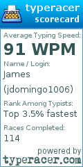 Scorecard for user jdomingo1006