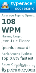 Scorecard for user jeanlucpicard