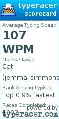 Scorecard for user jemma_simmons