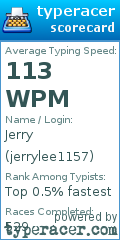 Scorecard for user jerrylee1157