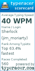 Scorecard for user jim_moriarty