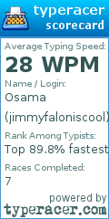 Scorecard for user jimmyfaloniscool