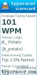 Scorecard for user jk_potato