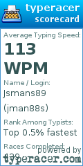 Scorecard for user jman88s