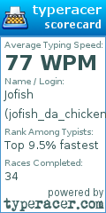 Scorecard for user jofish_da_chicken