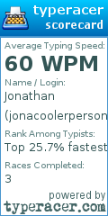 Scorecard for user jonacoolerperson