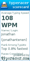 Scorecard for user jonathantenen