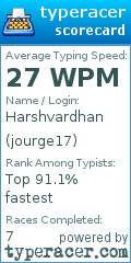 Scorecard for user jourge17