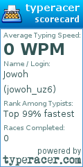Scorecard for user jowoh_uz6