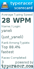 Scorecard for user just_yaneli