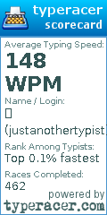 Scorecard for user justanothertypist