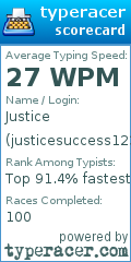 Scorecard for user justicesuccess123