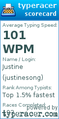 Scorecard for user justinesong