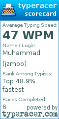 Scorecard for user jzmbo