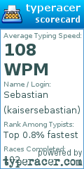 Scorecard for user kaisersebastian