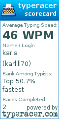Scorecard for user karllll70
