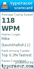 Scorecard for user kevinthefish11