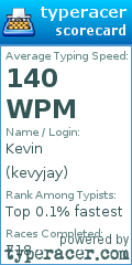 Scorecard for user kevyjay