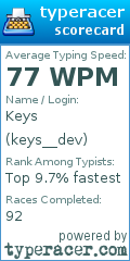 Scorecard for user keys__dev