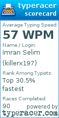 Scorecard for user killerx197