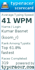 Scorecard for user koom_r