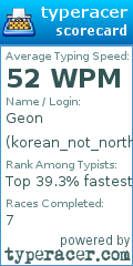 Scorecard for user korean_not_north