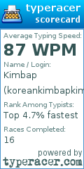 Scorecard for user koreankimbapkim