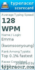 Scorecard for user kwonsoonyoung